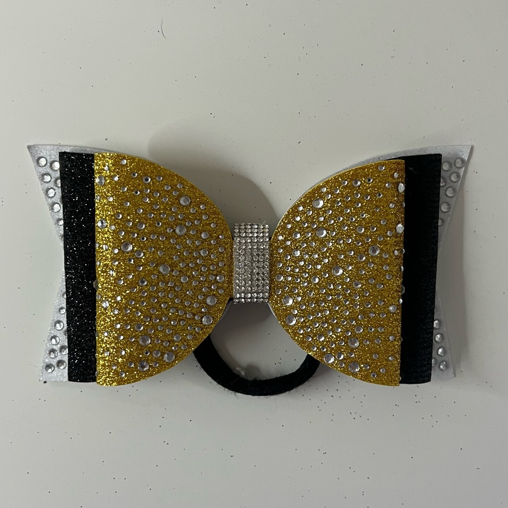 Gold, Black, and White, Competition Cheer Bow
